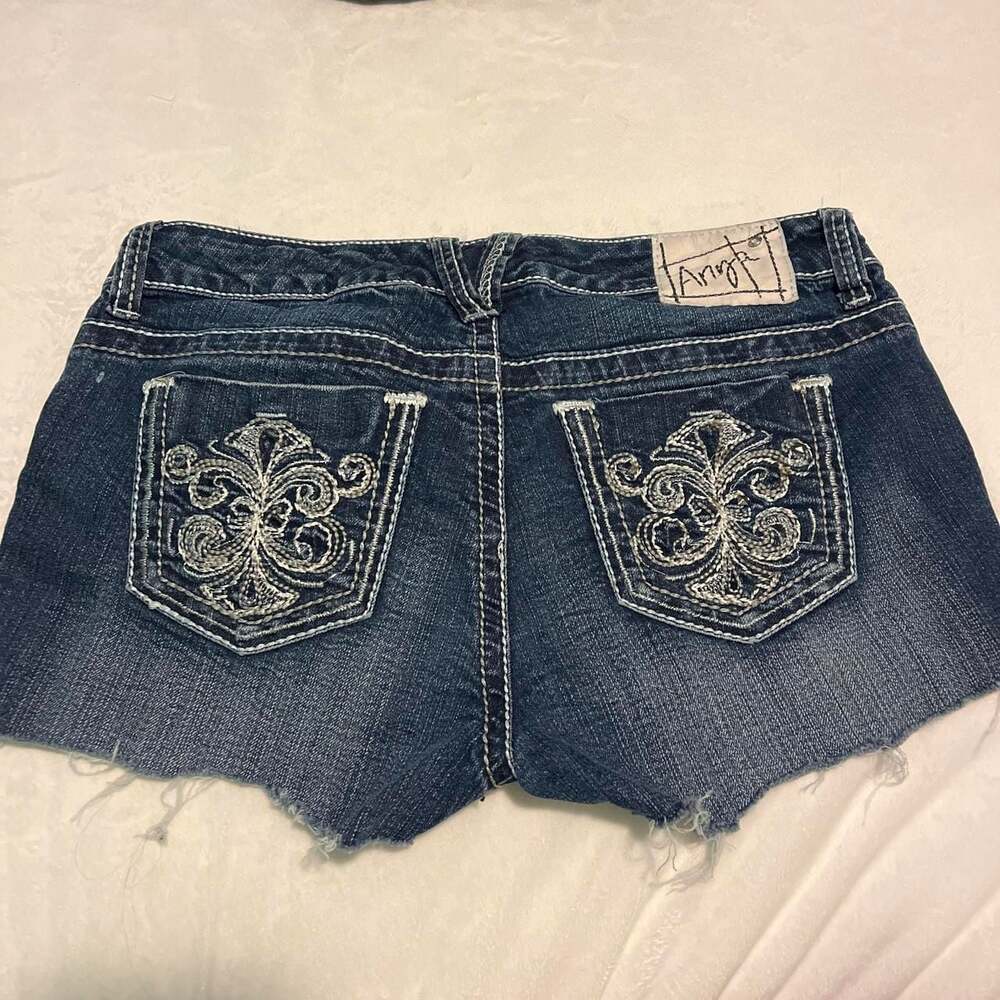 Ariya Jeans Prince Edward Embroidered Cutoff Denim Micro Mini Shorts